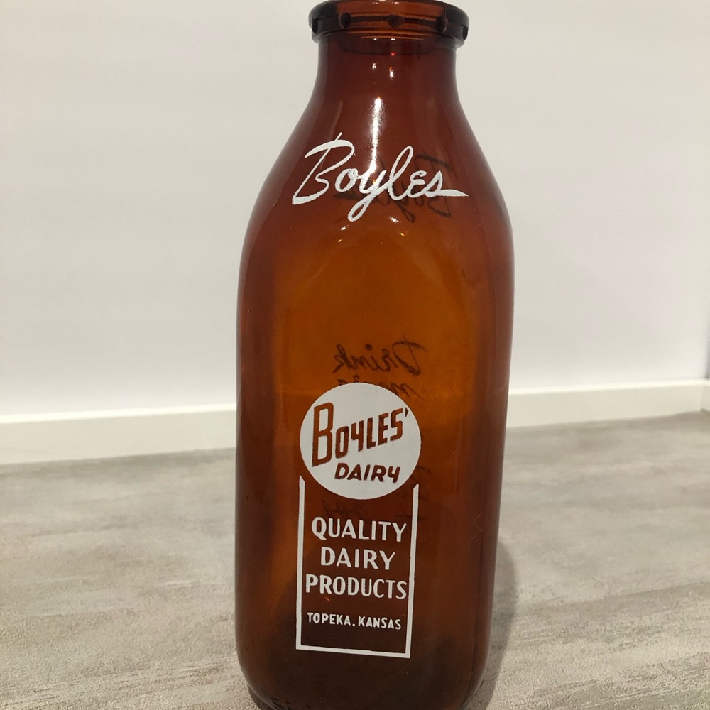 Boyles Dairy Amber Glass Milk Bottle